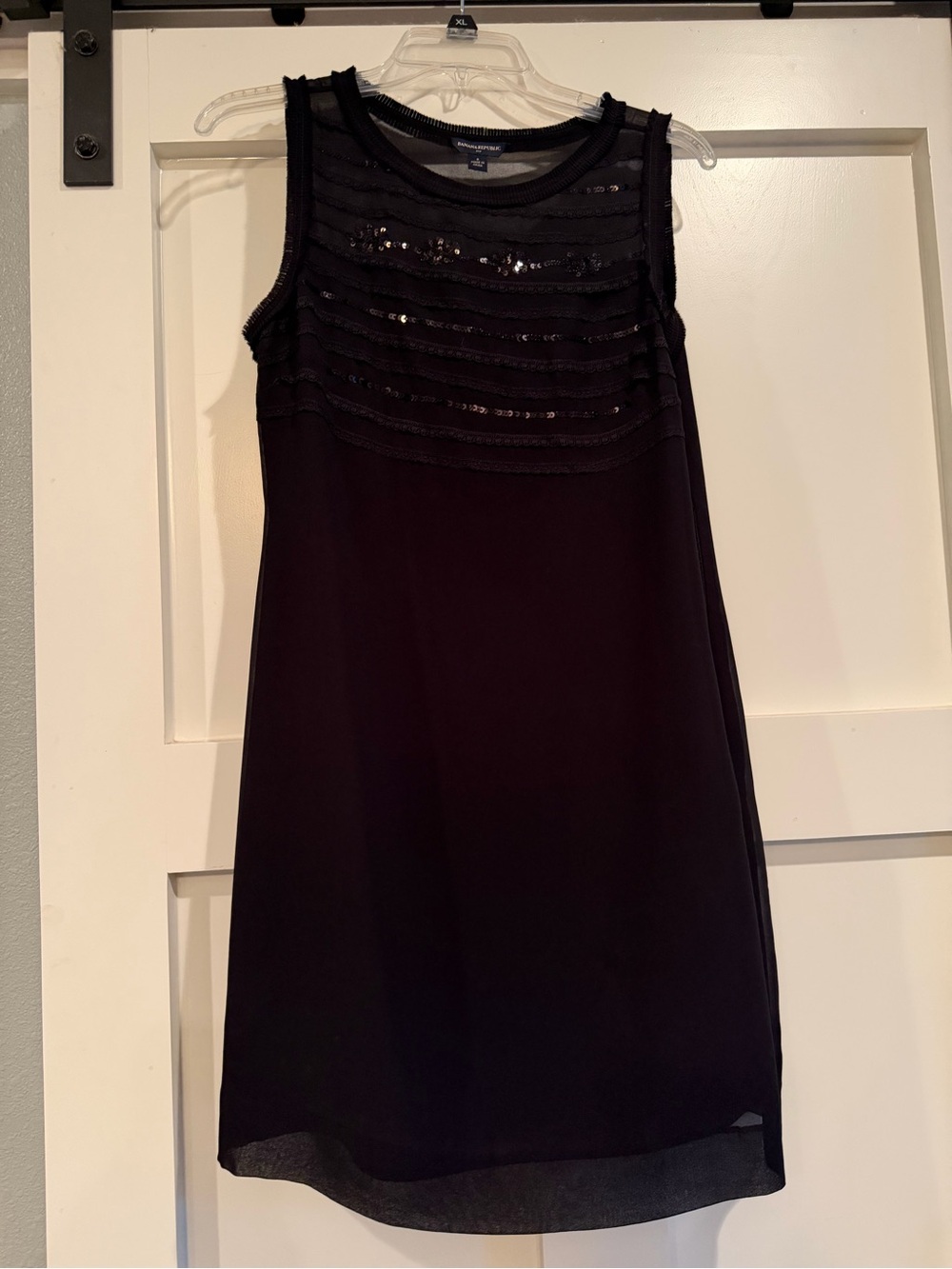 Banana Republic Black Sleeveless Sequin Yoke Mini Dress